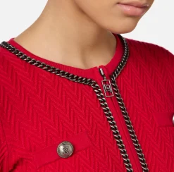 Maglieria E Felpe|Elisabetta Franchi Cardigan in misto viscosa con punto resca RedPassion