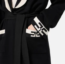 Maglieria E Felpe|Elisabetta Franchi Cardigan in viscosa con bande logo Nero/Burro