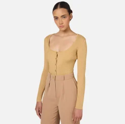 Maglieria E Felpe|Elisabetta Franchi Cardigan in viscosa effetto plissé Bronze
