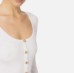 Maglieria E Felpe|Elisabetta Franchi Cardigan in viscosa effetto plissé Avorio