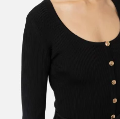 Maglieria E Felpe|Elisabetta Franchi Cardigan in viscosa effetto plissé Nero