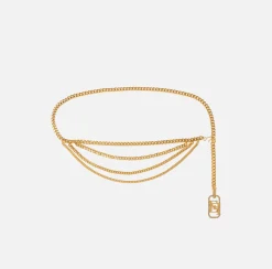 Cinture|Elisabetta Franchi Cintura catena in metallo dorato con terminalino in strass OroGiallo