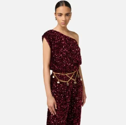 Cinture|Elisabetta Franchi Cintura catena in metallo dorato con charms borse OroGiallo