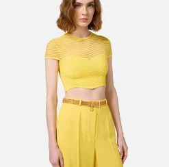 Cinture|Elisabetta Franchi Cintura Con Catene Saldate Tra Loro OroGiallo