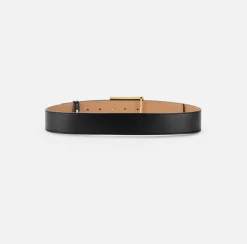 Cinture|Elisabetta Franchi Cintura in materiale sintetico effetto pelle con placca logo Nero