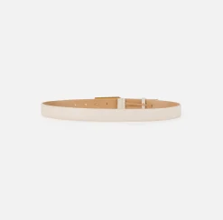 Cinture|Elisabetta Franchi Cintura in pelle con placca logo smaltata Burro