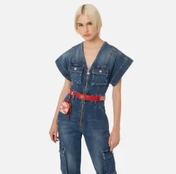 Cinture|Elisabetta Franchi Cintura Monogram Burro/Rosso