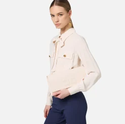Clutch|Elisabetta Franchi Clutch baguette in nappa con logo embossed Burro