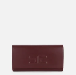 Clutch|Elisabetta Franchi Clutch baguette in nappa con logo embossed RougeNoir