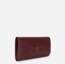 Clutch|Elisabetta Franchi Clutch baguette in nappa con logo embossed RougeNoir