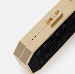 Clutch|Elisabetta Franchi Clutch in tessuto flock Nero