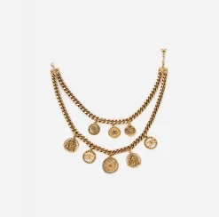 Bijoux|Elisabetta Franchi Collana Girocollo Con Doppio Filo Di Catena OroVintage