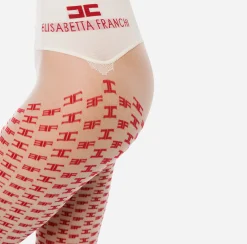 Collants|Elisabetta Franchi Collant Pattern Monogram Burro/Rosso