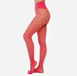 Collants|Elisabetta Franchi Collant Trama Monogram Amaranto/Burro