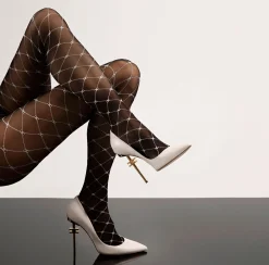 Collants|Elisabetta Franchi Collant Trama Monogram Nero/Burro