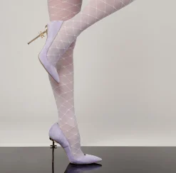 Collants|Elisabetta Franchi Collant Trama Monogram Lavanda/Burro