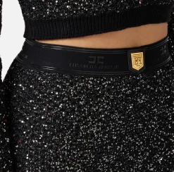 Pantaloni E Shorts|Elisabetta Franchi Culotte in lana con filo paillettes Nero/Silver