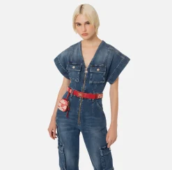 Portachiavi E Charms|Elisabetta Franchi Custodia Porta Oggetti Monogram Burro/Rosso