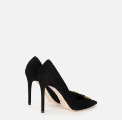 Décolleté|Elisabetta Franchi Décolleté in camoscio con placca logo Nero