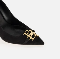 Décolleté|Elisabetta Franchi Décolleté in camoscio con placca logo Nero