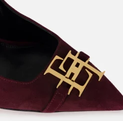 Décolleté|Elisabetta Franchi Décolleté in camoscio con placca logo RougeNoir