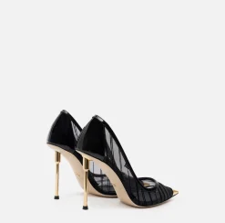 Décolleté|Elisabetta Franchi Décolleté in rete con logo in flock Nero