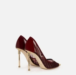 Décolleté|Elisabetta Franchi Décolleté in rete con logo in flock RougeNoir