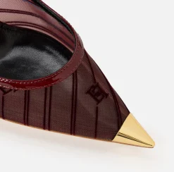 Décolleté|Elisabetta Franchi Décolleté in rete con logo in flock RougeNoir