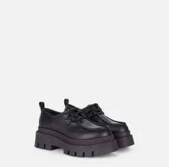 Sneakers E Scarpe Basse|Elisabetta Franchi Derby in pelle con plateau Nero