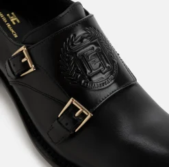 Sneakers E Scarpe Basse|Elisabetta Franchi Derby in vitello con patta Nero