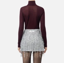 Maglieria E Felpe|Elisabetta Franchi Dolcevita in lana merino con logo jacquard RougeNoir