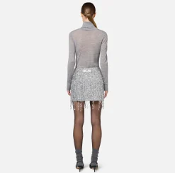 Maglieria E Felpe|Elisabetta Franchi Dolcevita in lana merino con logo jacquard Grigiomelange