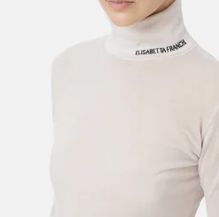 Maglieria E Felpe|Elisabetta Franchi Dolcevita in lana merino con logo jacquard Lattice