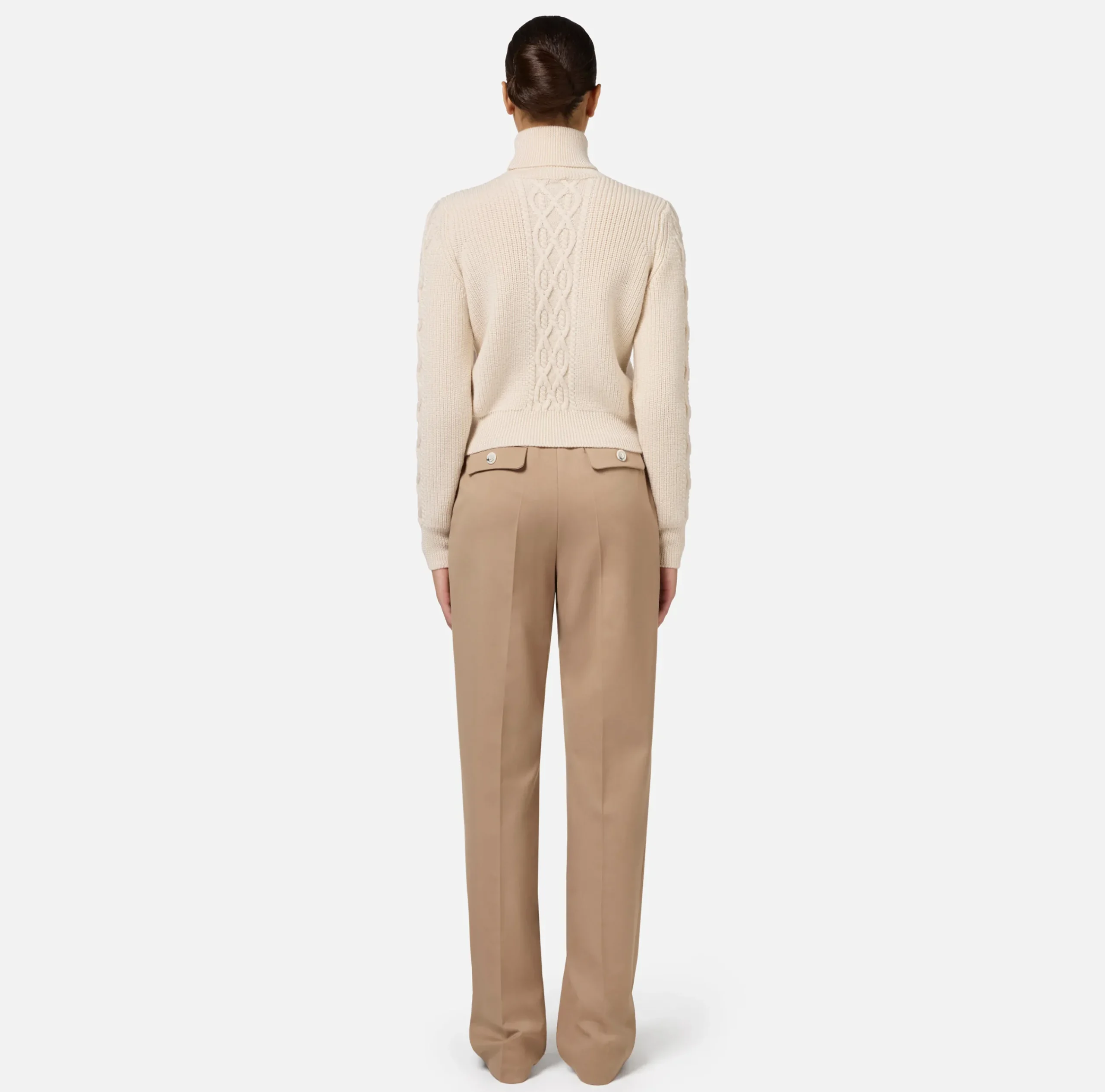 Maglieria E Felpe|Elisabetta Franchi Dolcevita in lana tipo college Burro/RougeNoir