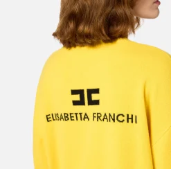 Maglieria E Felpe|Elisabetta Franchi Dolcevita in misto cashmere con logo Mimosa/Nero