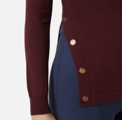 Maglieria E Felpe|Elisabetta Franchi Dolcevita in viscosa con bottoni sul fianco RougeNoir