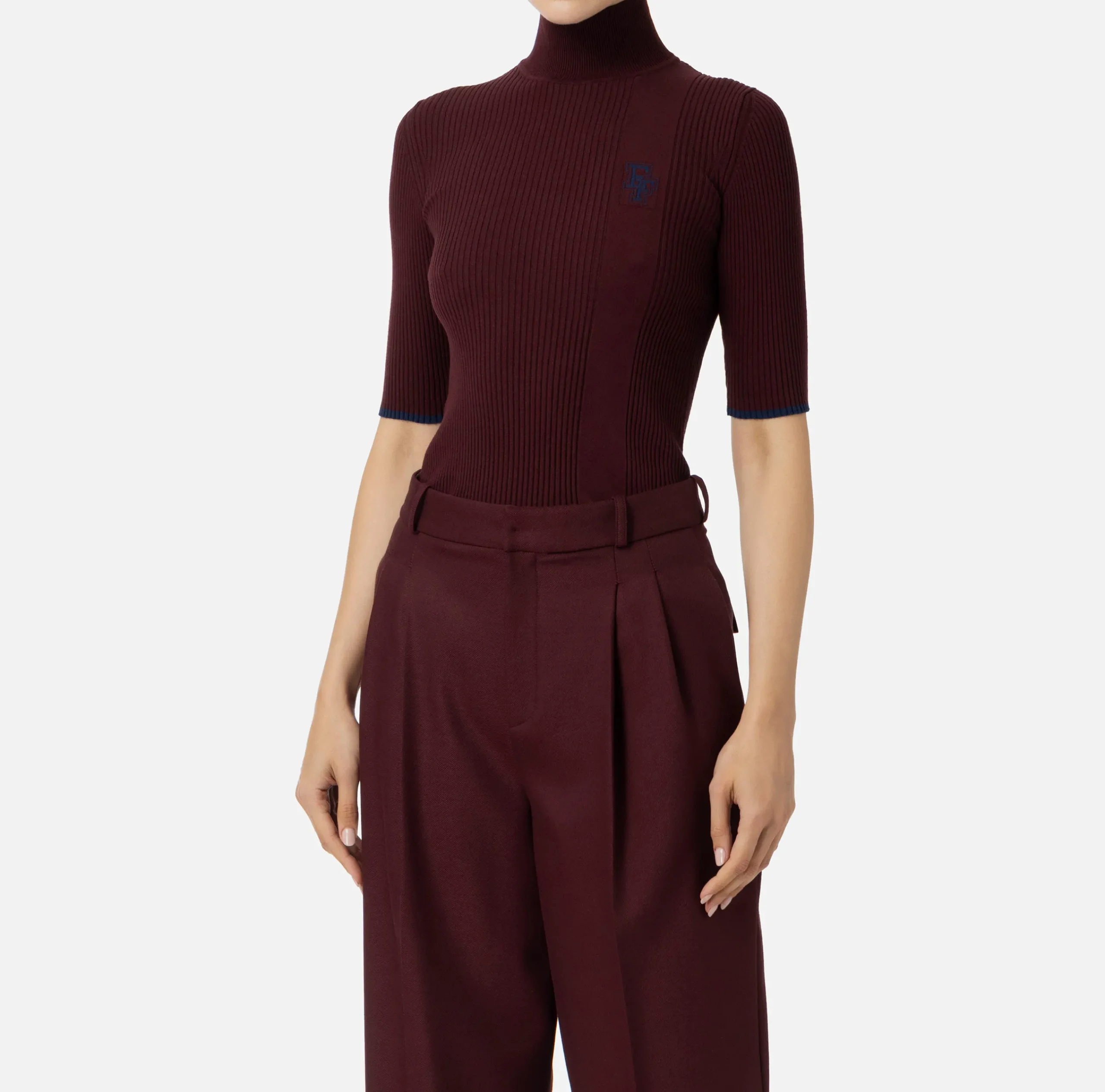 Maglieria E Felpe|Elisabetta Franchi Dolcevita in viscosa con logo college Oro