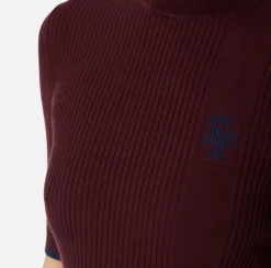 Maglieria E Felpe|Elisabetta Franchi Dolcevita in viscosa con logo college Oro