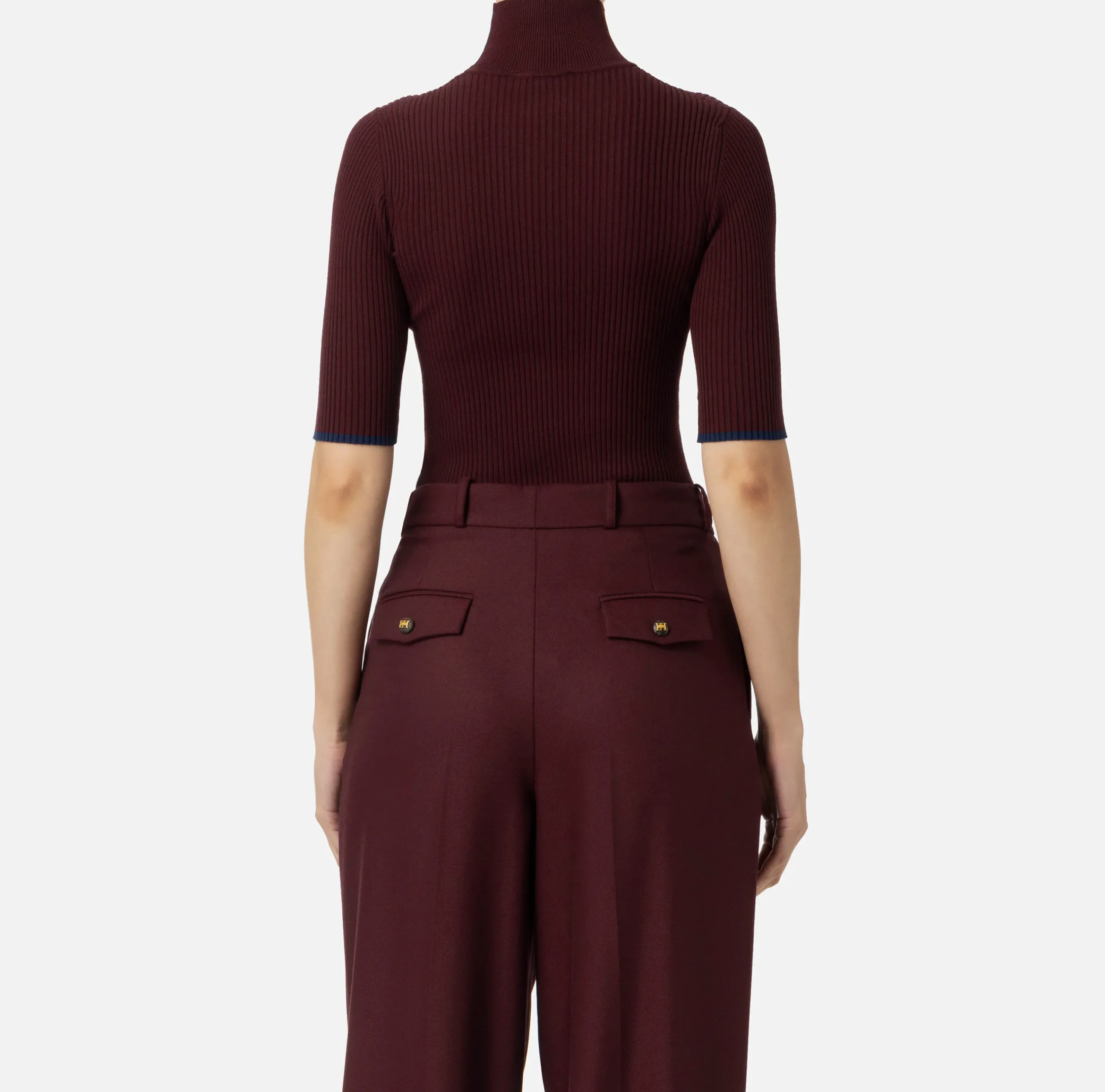 Maglieria E Felpe|Elisabetta Franchi Dolcevita in viscosa con logo college Oro