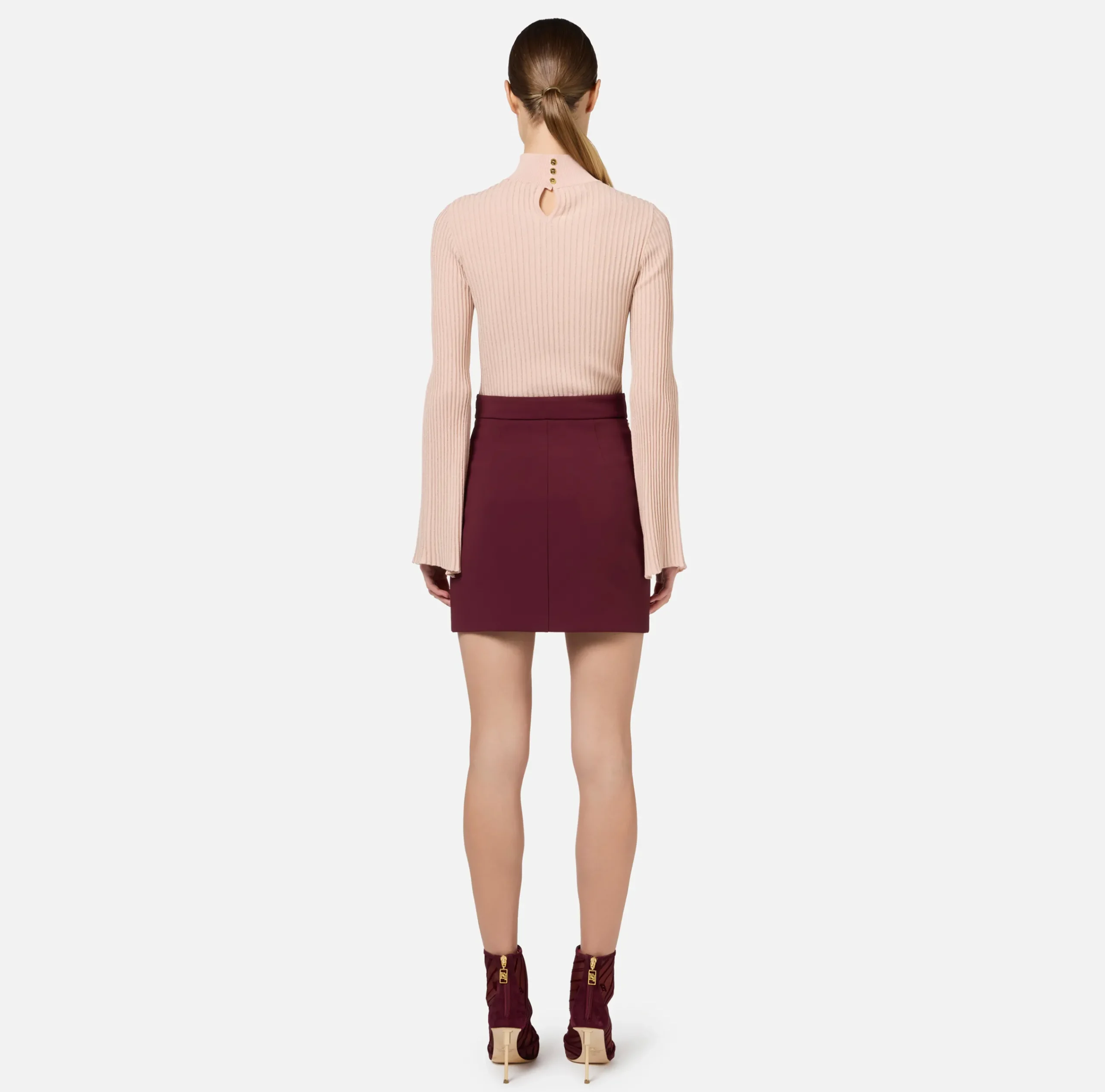 Maglieria E Felpe|Elisabetta Franchi Dolcevita in viscosa e lurex a costine Carne