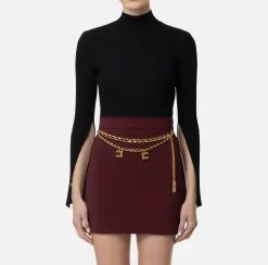 Maglieria E Felpe|Elisabetta Franchi Dolcevita in viscosa e lurex a costine Nero