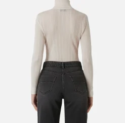 Maglieria E Felpe|Elisabetta Franchi Dolcevita in viscosa lucida a costine Lattice