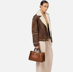 Borse A Mano|Elisabetta Franchi Dune Mini Shoulder Cuoio/Nero