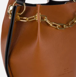 Borse A Spalla|Elisabetta Franchi Dune Secchiello Cuoio/Nero