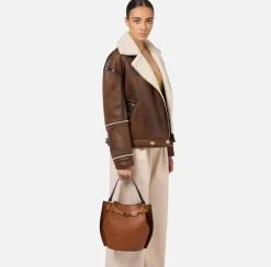 Borse A Spalla|Elisabetta Franchi Dune Secchiello Cuoio/Nero