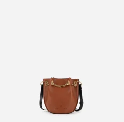 Borse A Tracolla|Elisabetta Franchi Dune Secchiello Mini Cuoio/Nero