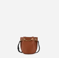 Borse A Tracolla|Elisabetta Franchi Dune Secchiello Mini Cuoio/Nero