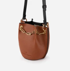 Borse A Tracolla|Elisabetta Franchi Dune Secchiello Mini Cuoio/Nero