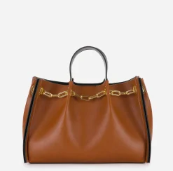 Borse A Mano|Elisabetta Franchi Dune Shopper Cuoio/Nero