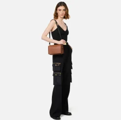 Borse A Tracolla|Elisabetta Franchi Dune Shoulder Cuoio/Nero